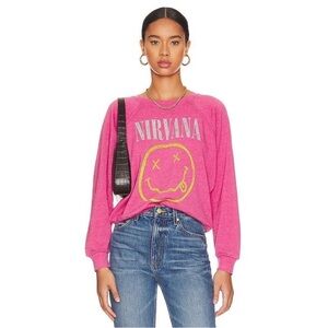Daydreamer | Nirvana Smiley‎ Raglan Crew in Pink Cosmo